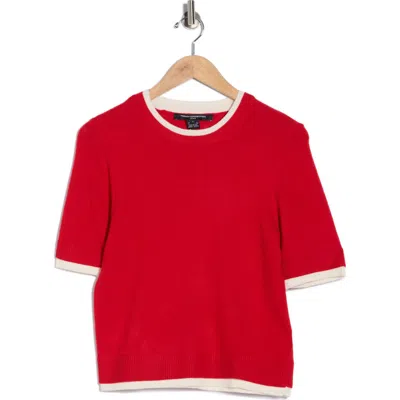 French Connection Layered Crewneck Short Sleeve Sweater In Red