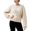 French Connection Layon Jini Cable Crewneck Sweater In Cream In Neutral