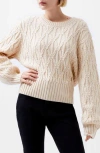 French Connection Layon Jini Cable Crewneck Sweater In Cream In Neutral