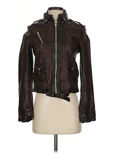 Pre-owned French Connection Leather Jacket In Black