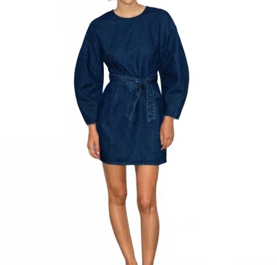 French Connection Leighton Denim Banana Sleeve Mini Dress In Dark Indigo In Blue