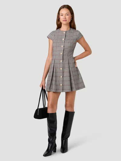 French Connection Leonie Tartan Plaid Button Front Mini Dress In Gray