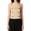 French Connection Light Weight Trench Top In Khaki In Brown
