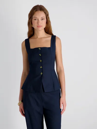 French Connection Lightweight Twill Square Neck Sleeveless Top In Black