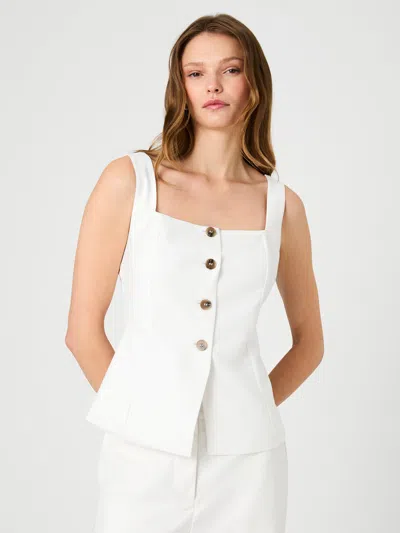 French Connection Lightweight Twill Square Neck Sleeveless Top In Summer White