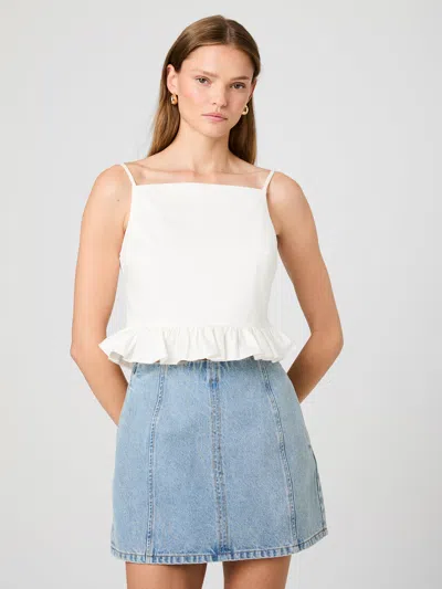 French Connection Lilah Stretch Ruffle Peplum Top In White