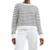 French Connection Lillie Mozart Stripe Crew Sweater In Ecru/blue In Multi