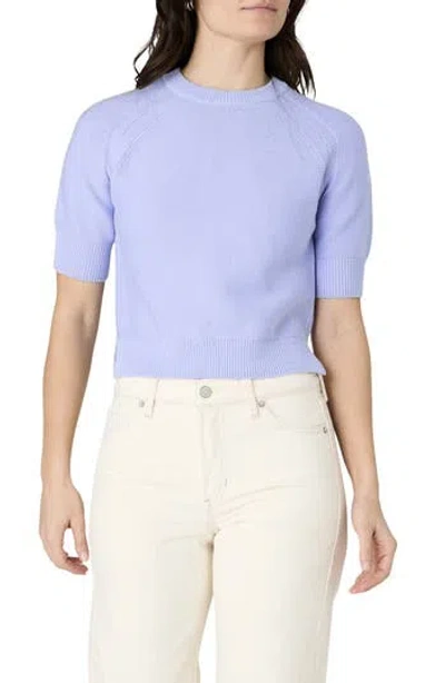 French Connection Lily Mozart Short Sleeve Cotton Sweater In Bluebell