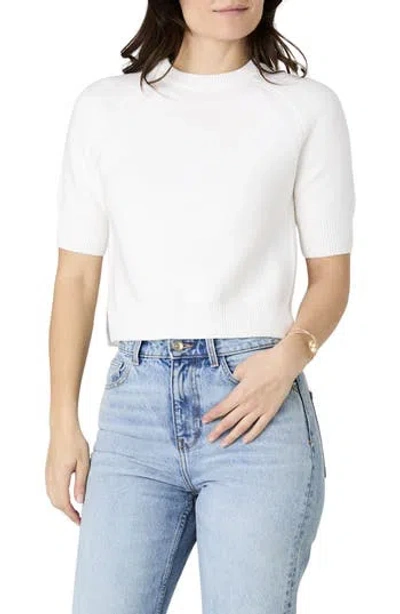 French Connection Lily Mozart Short Sleeve Cotton Sweater In White