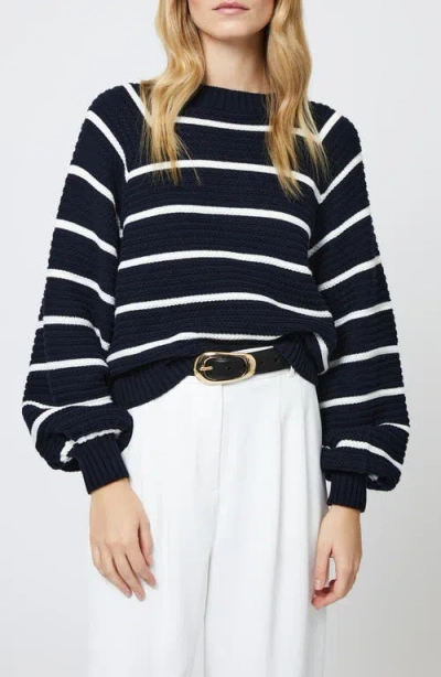 French Connection Lily Mozart Stripe Sweater In Blue