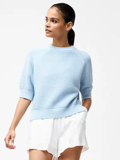 French Connection Lily Short Sleeve High Neck Top  Knitwear In Blue