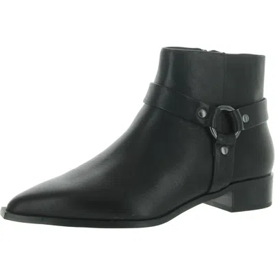 French Connection Lily Womens Leather Zipper Ankle Boots In Black