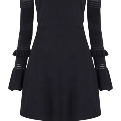French Connection Lindsey Mesh Frill Dress In Black
