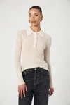 French Connection Linen Blend Knit Button Up Top  Knitwear In Cream