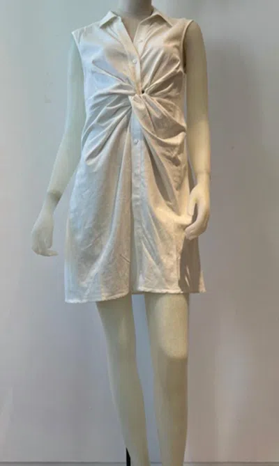 French Connection Linen Twist Front Shirt Dress In Summer White