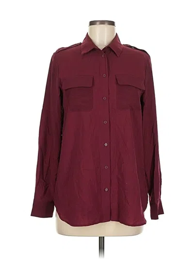 Pre-owned French Connection Long Sleeve Blouse In Burgundy
