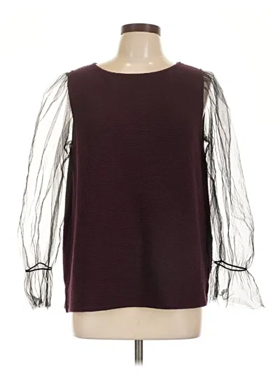 Pre-owned French Connection Long Sleeve Blouse In Burgundy