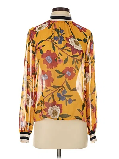 Pre-owned French Connection Long Sleeve Blouse In Gold