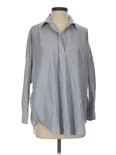 Pre-owned French Connection Long Sleeve Button Down Shirt In Silver