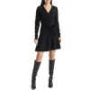 French Connection Long Sleeve Faux Wrap Sweater Dress In Black