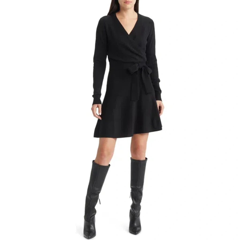 blue dress for baby girl Women's Black Wrap Mini Dress