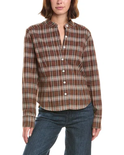 French Connection Long Sleeve Fitted Plaid Shirt In Brown