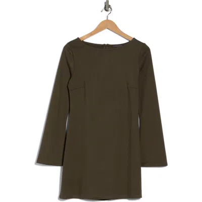 French Connection Long Sleeve Ponte A-line Dress In Green