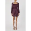 French Connection Satin Scoop Neck Mini Dress In Burgundy In Burgundy Red