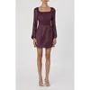 French Connection Satin Scoop Neck Mini Dress In Burgundy In Burgundy Red