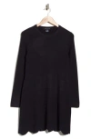 French Connection Long Sleeve Scallop Hem Knit Dress In Black