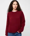 French Connection Emilia Knit Boyfriend Sweater In Burgundy