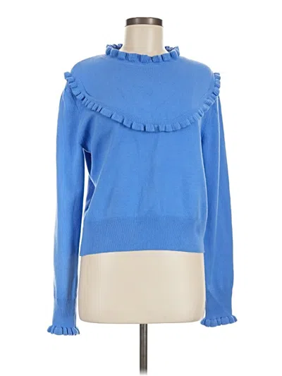 Pre-owned French Connection Long Sleeve Top Blue Ruffles Neckline Tops