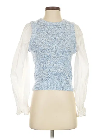 Pre-owned French Connection Long Sleeve Top Blue Scoop Neck Tops