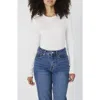 French Connection Long Sleeve Top In Winter White