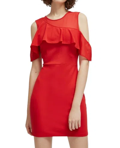French Connection Lore Lula Ruffled Jersey Cocktail Dress In Red