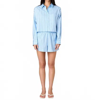 French Connection Lorenzo Long Sleeve Shirt In Stripe In Blue