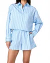 French Connection Womens Lorenzo Striped Cropped Shirt Lorenzo Striped Shorts In Blue