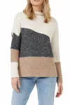 French Connection Lotty Color Block Knit Patch Sweater Top In Black In Black