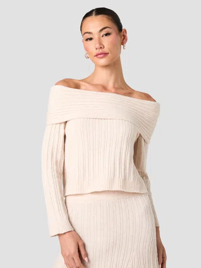 French Connection Lucien Knit Off Shoulder Pullover Sweater In Neutral