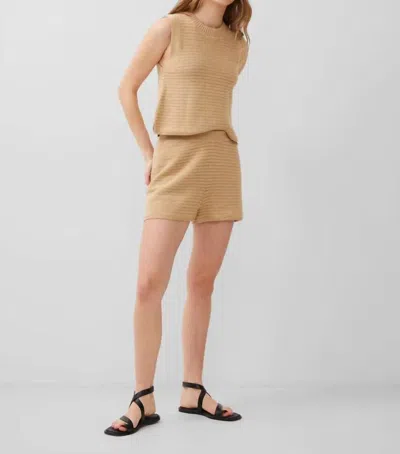 French Connection Lumi Mozart Crochet Shorts In Biscotti