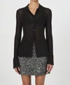 French Connection Lurex Mix Collared Top In Black In Black