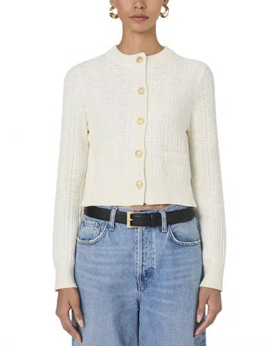 French Connection Lurex Tweed Cardigan In Cream In White