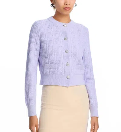 French Connection Lurex Tweed Cardigan In Lavender In Purple
