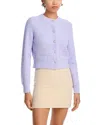 French Connection Lurex Tweed Cardigan In Lavender
