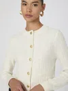 French Connection Lurex Tweed Knit Cardigan  Knitwear In Cream