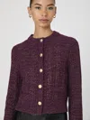 French Connection Metallic Cotton Blend Cardigan In Red
