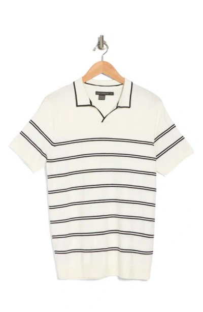 French Connection Lux Trophy Stripe Polo In Ecru