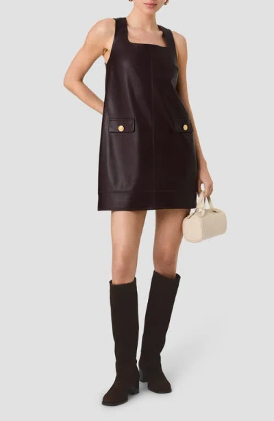 French Connection Madeline Faux Leather Sleeveless Shift Dress In Brown
