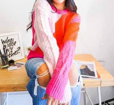 French Connection Madelyn Cable Jumper In Crystal Rose Fuschia In Pink