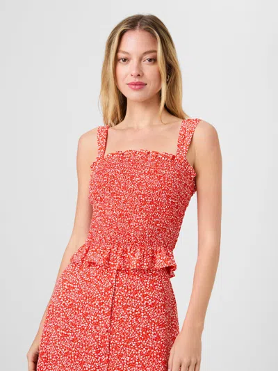 French Connection Madison Crepe Agnes Fleur Smocked Top In Daisy Yellow Sophie Fleur